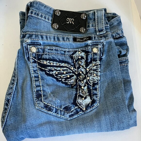 Miss Me Blue Signature Boot Jeans 31" X 32.5" Cotton Denim READ - Picture 1 of 16